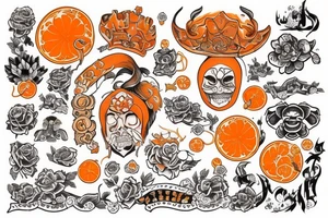 old castle orange colour tattoo idea