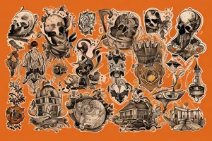 old castle orange colour tattoo idea