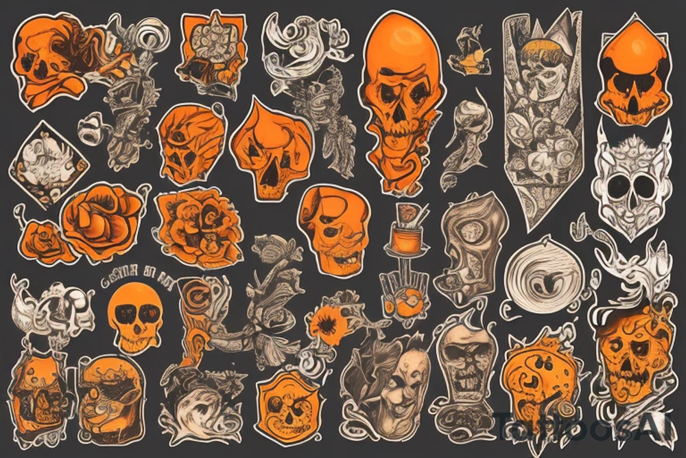 old castle orange colour tattoo idea