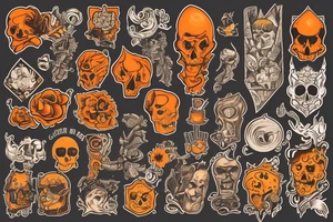 old castle orange colour tattoo idea