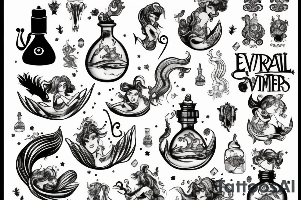 Evil little mermaid Potion bottle tattoo idea