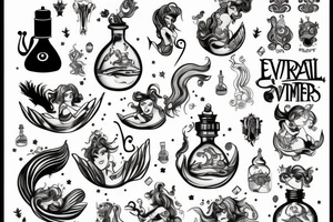 Evil little mermaid Potion bottle tattoo idea