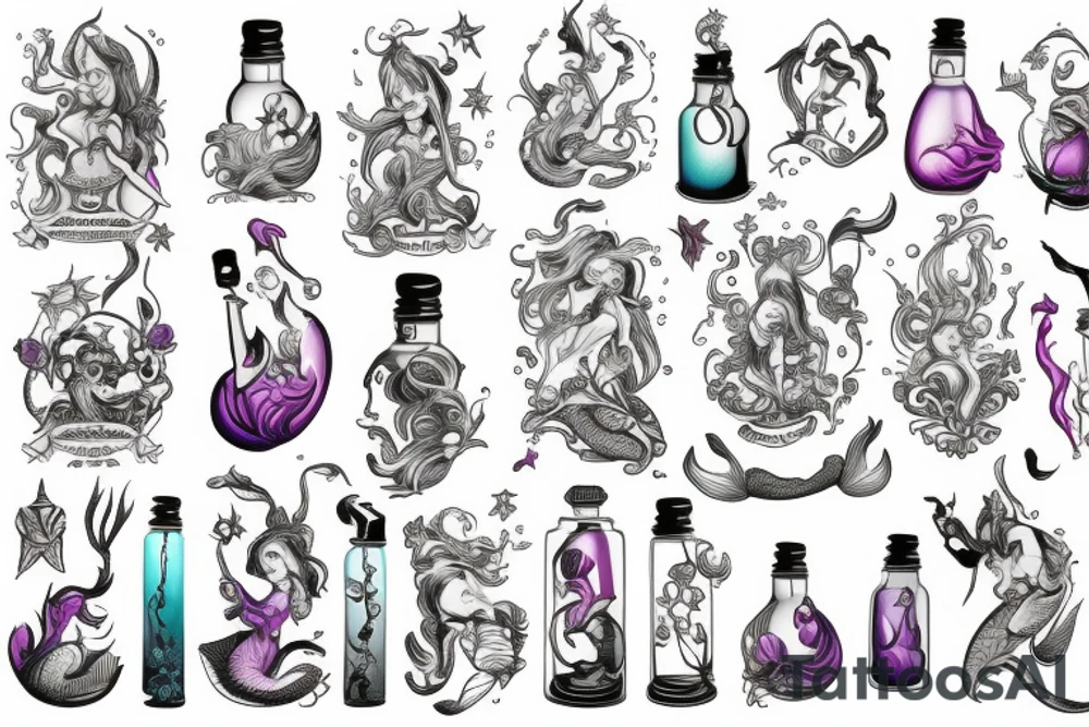 Evil little mermaid Potion bottle tattoo idea