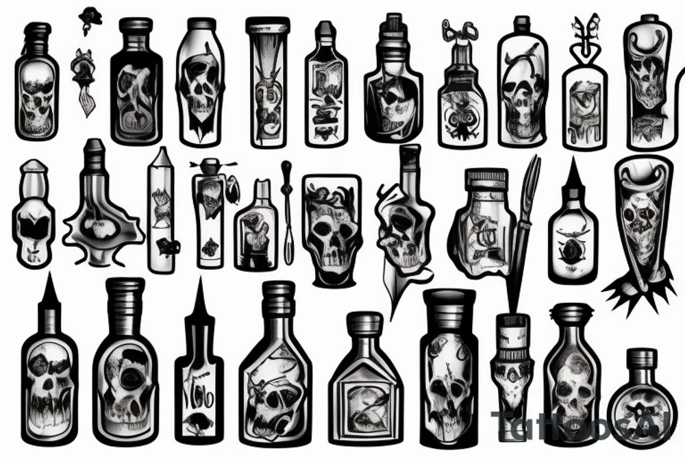 Evil Gothic potion bottle tattoo idea