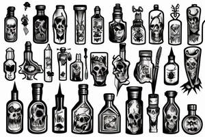 Evil Gothic potion bottle tattoo idea