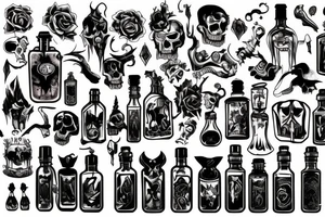 Evil Gothic potion bottle tattoo idea