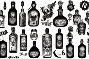 Gothic potion bottle tattoo idea