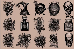 Gothic potion bottle tattoo idea