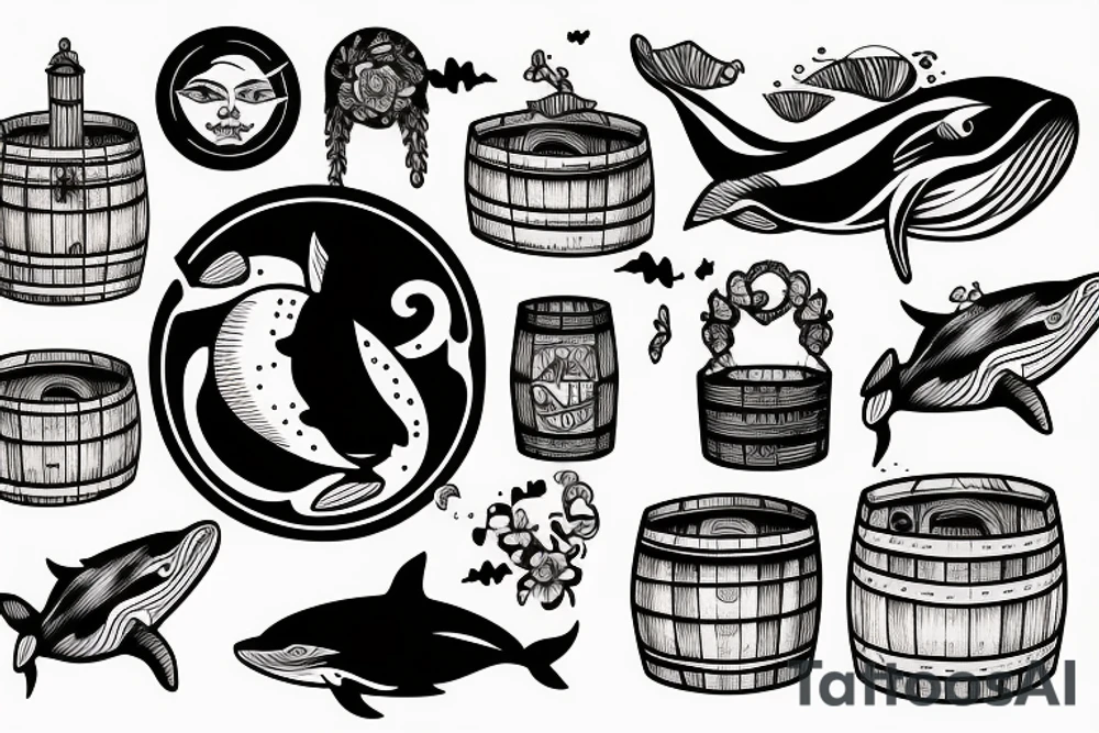Whale huntin a barrel tattoo idea