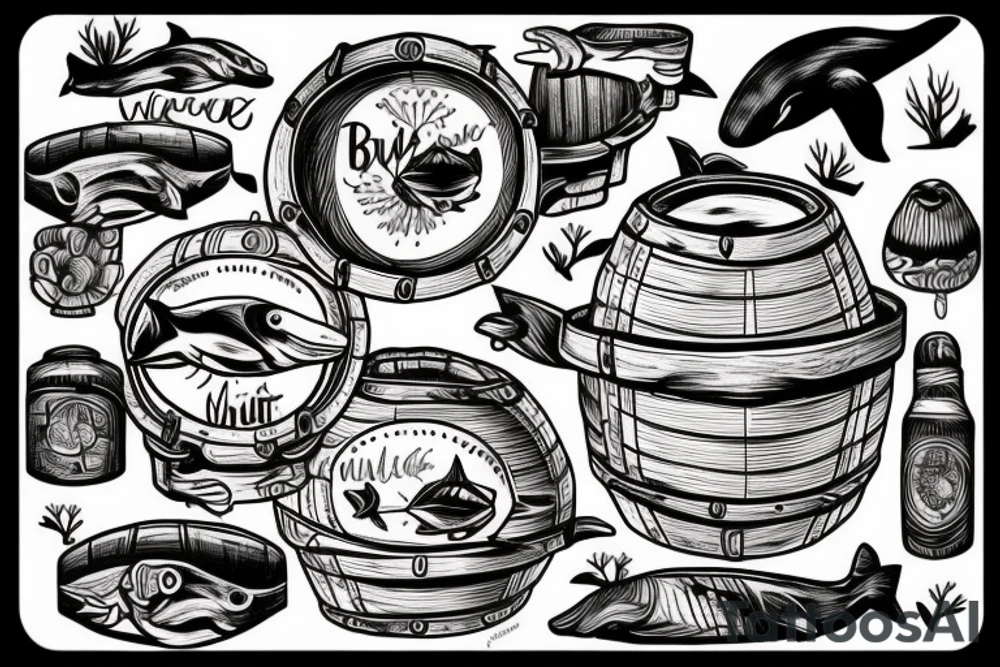 Whale huntin a barrel tattoo idea