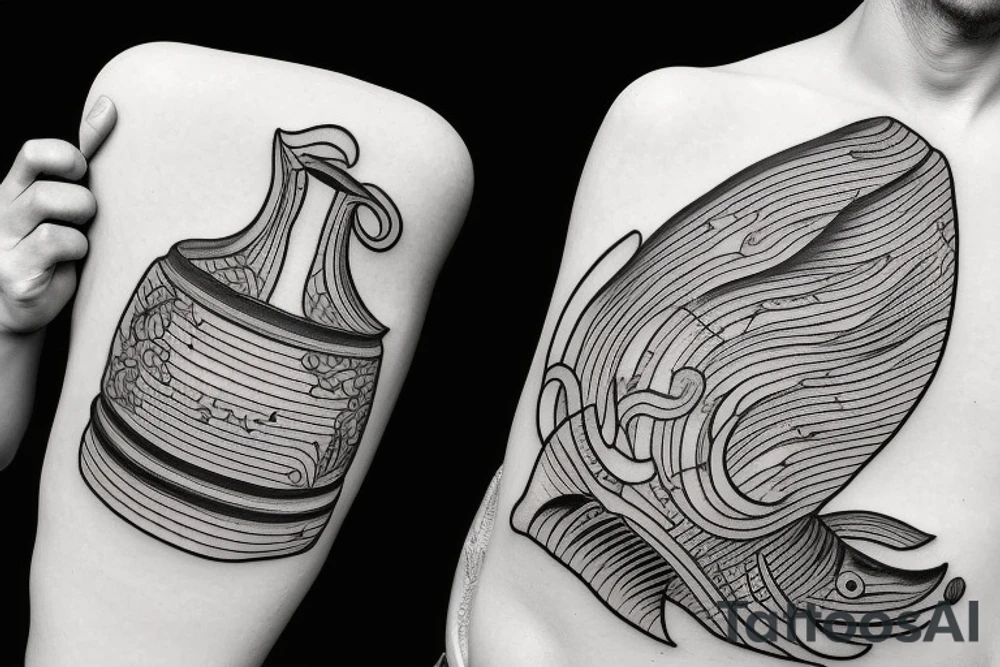 Whale chasing herring barrel tattoo idea