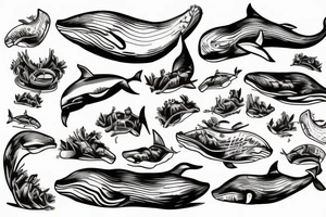 Whale chasing herring barrel tattoo idea