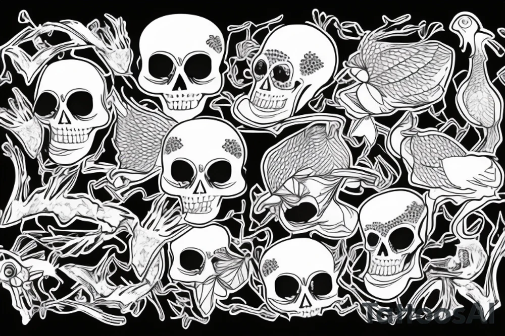skeleton of a turkey tattoo idea