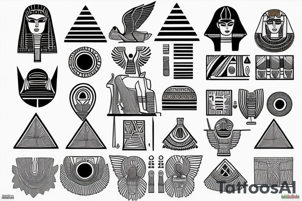 Egyptian line art tattoo idea