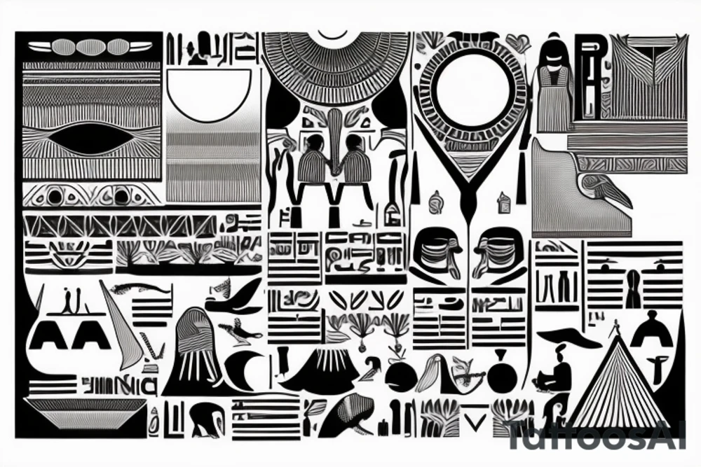 Egyptian line art tattoo idea