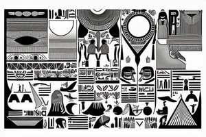 Egyptian line art tattoo idea