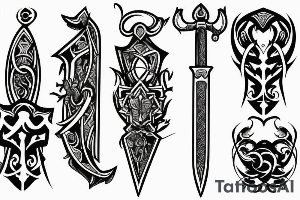 Sword with curve tattoo idea