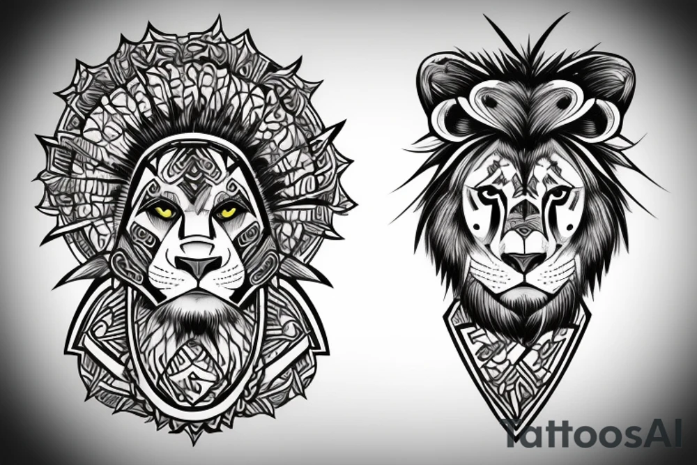 ZULLU WARRIOR WITH A LION tattoo idea