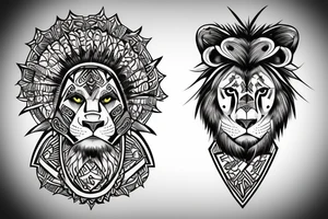 ZULLU WARRIOR WITH A LION tattoo idea