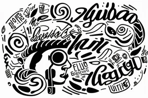 Guizbo with headphone cable as letters and headphones music themed tattoo idea
