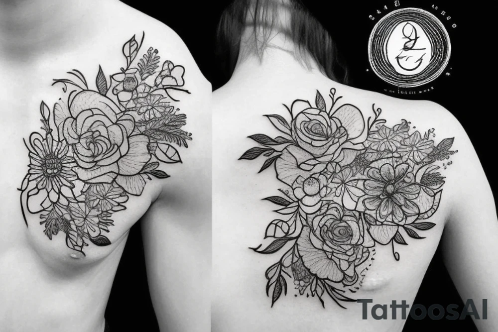 fine line floral tattoo idea