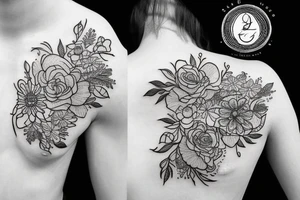 fine line floral tattoo idea