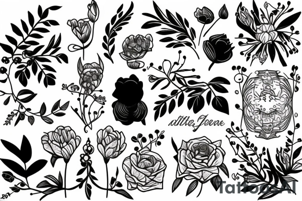 fine line floral tattoo idea