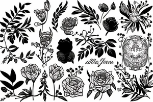 fine line floral tattoo idea
