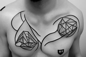 fine line minimal cloud no shading chest and shoulder tattoo idea