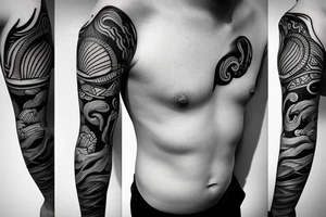 fine line minimal cloud no shading chest and shoulder tattoo idea