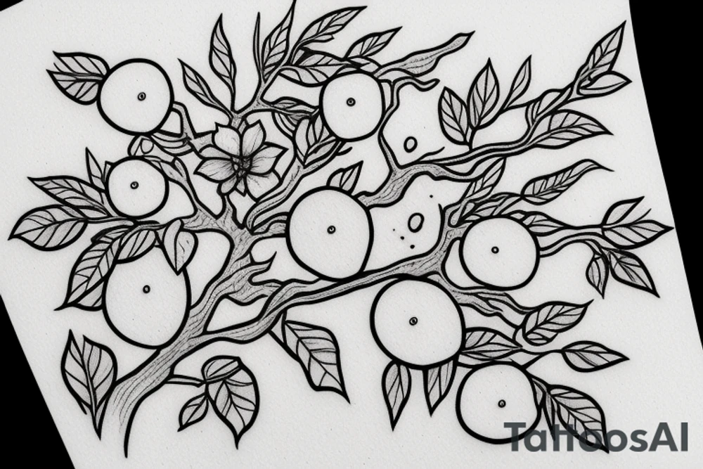 peach on a branch tattoo idea