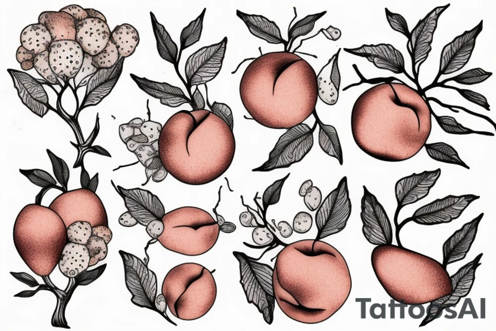 peach on a branch tattoo idea