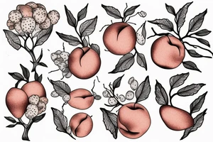 peach on a branch tattoo idea