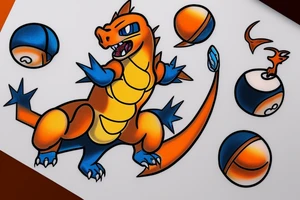 Charizard bursting from a poke ball tattoo idea