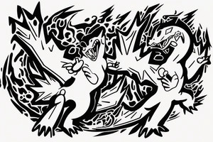 Charizard bursting from a pokeball tattoo idea