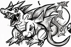 Charizard bursting from a pokeball tattoo idea