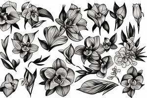 greek thematic, flowers, orchids tattoo idea