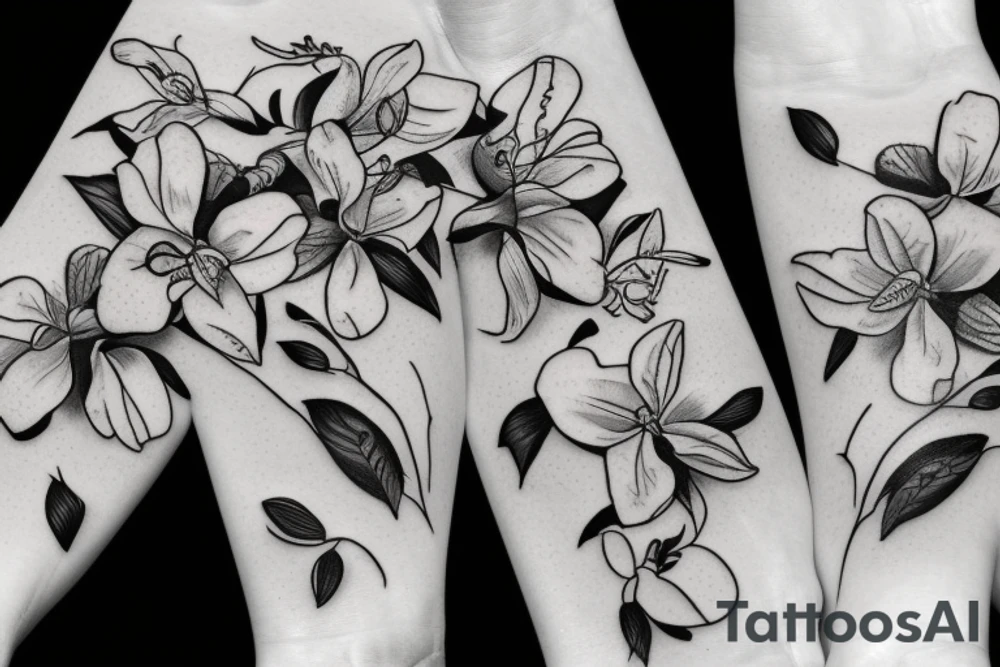 greek thematic, flowers, orchids tattoo idea