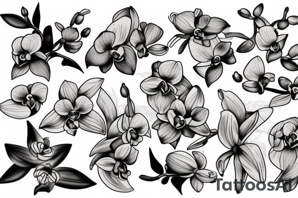 greek thematic with orchids tattoo idea
