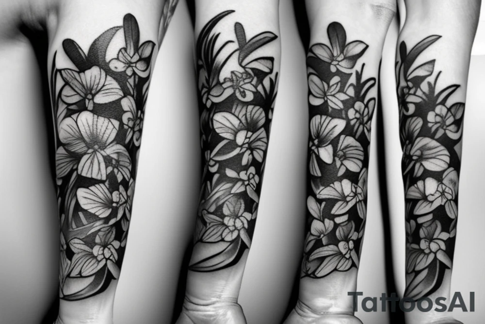 greek thematic with orchids tattoo idea