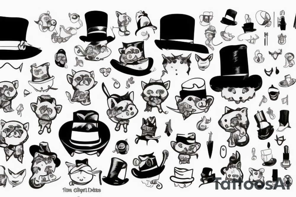 Minipig with tophat and cane tattoo idea