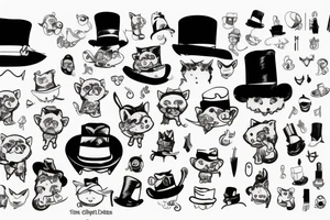 Minipig with tophat and cane tattoo idea
