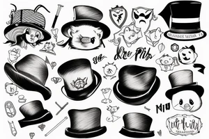 Minipig with tophat and cane tattoo idea