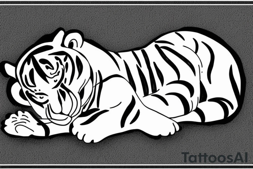cute sleeping tiger tattoo idea