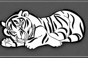 cute sleeping tiger tattoo idea