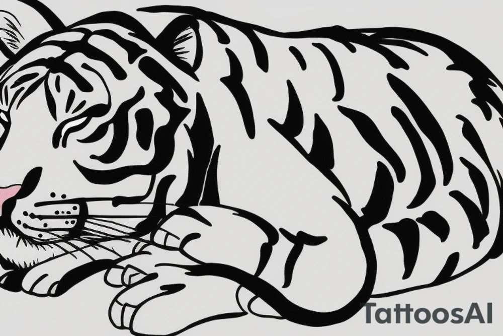 cute sleeping tiger tattoo idea