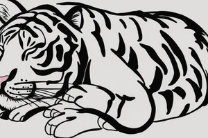 cute sleeping tiger tattoo idea