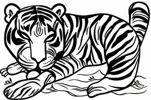 cute sleeping tiger tattoo idea