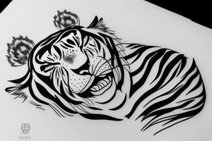 cute sleeping tiger tattoo idea