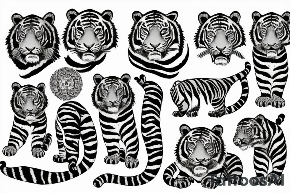 cute sleeping tiger tattoo idea